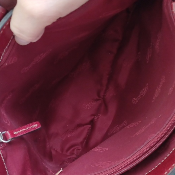 Vintage Fossil Red Genuine Leather One Strap Shoulder Bag 10.5X9.5x4 - Picture 11 of 16